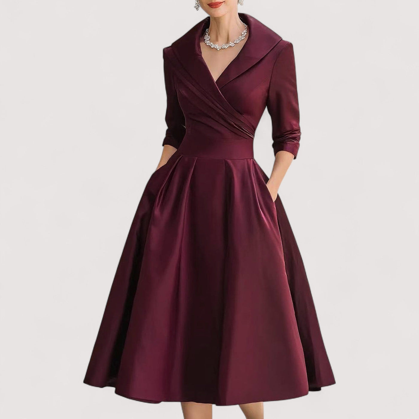 Frederica™ | Midi-Satiin-Kleit