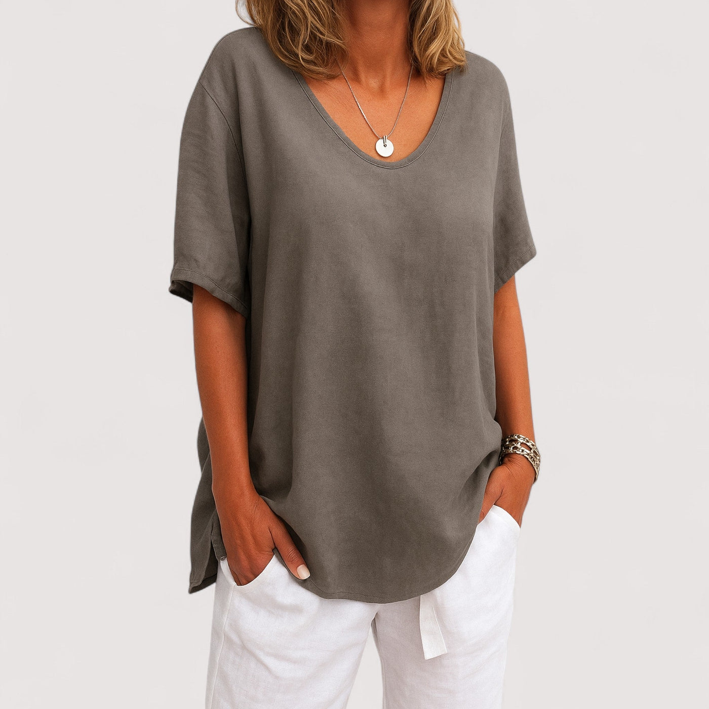 Sigrid™ | Puuvilla-lina T-särk