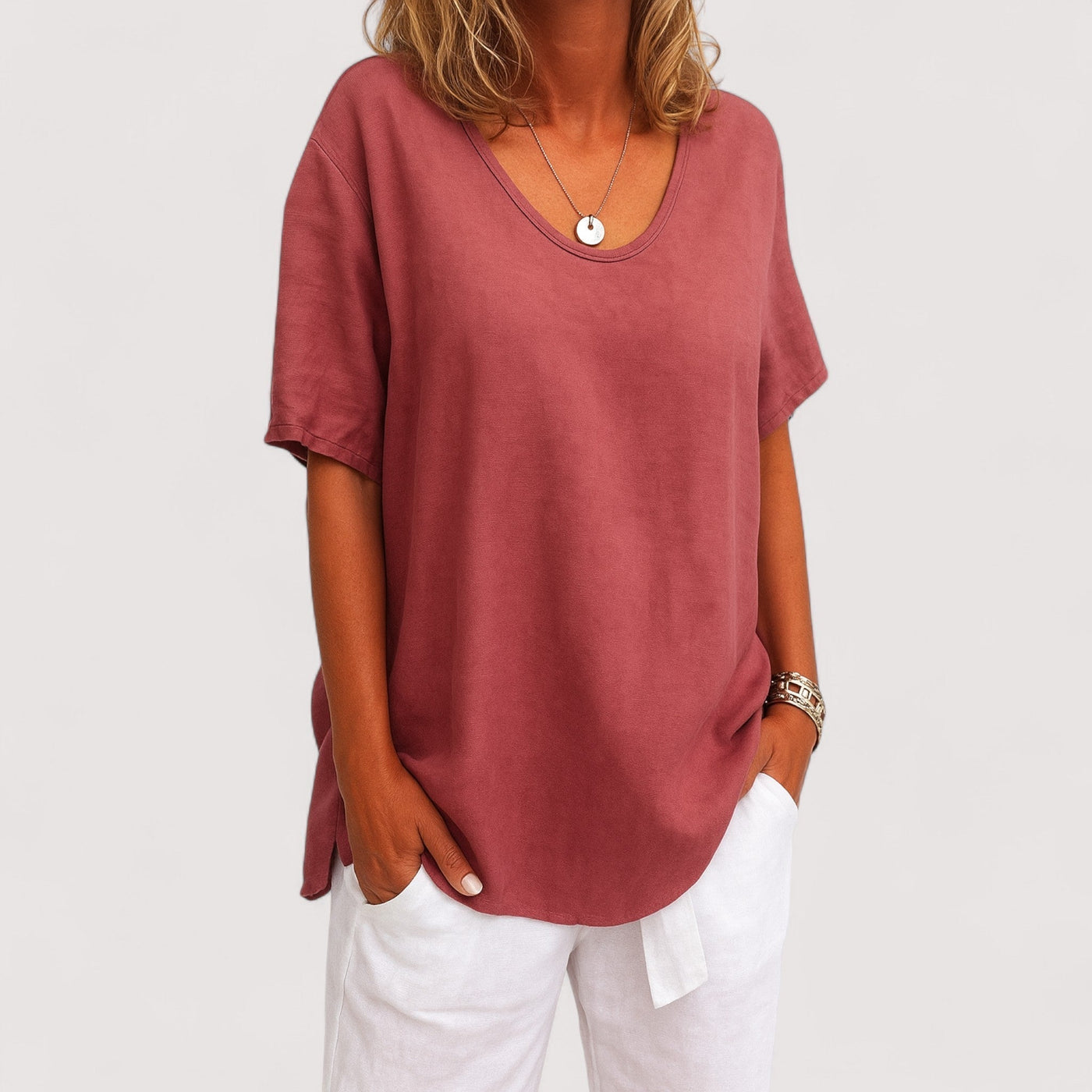 Sigrid™ | Puuvilla-lina T-särk