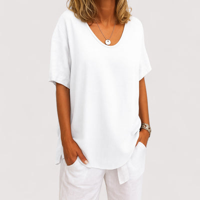Sigrid™ | Puuvilla-lina T-särk