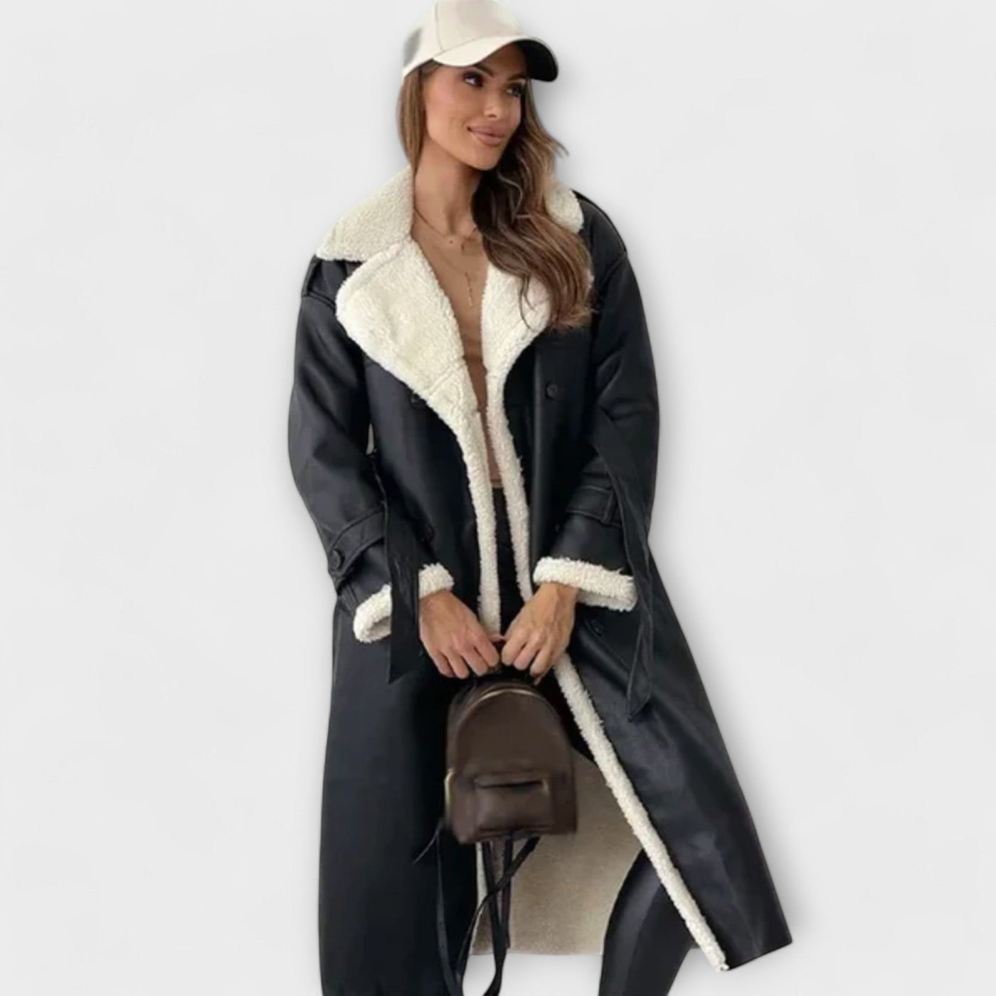 Aurora – Pikk klassikaline jakk fleece-voodriga ja teddykaelusega