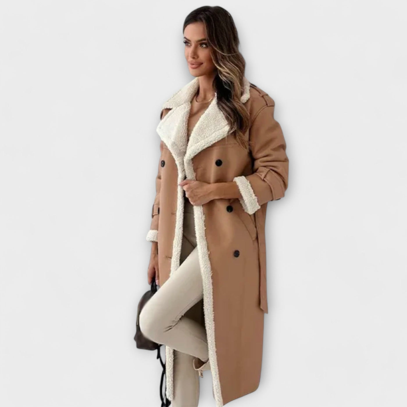 Aurora – Pikk klassikaline jakk fleece-voodriga ja teddykaelusega