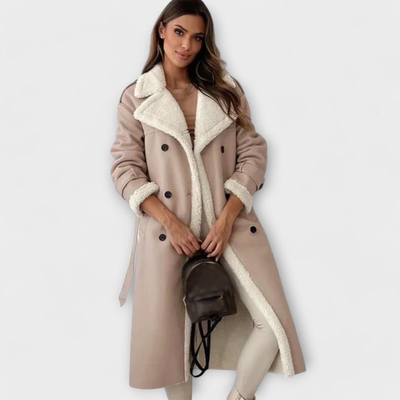 Aurora – Pikk klassikaline jakk fleece-voodriga ja teddykaelusega