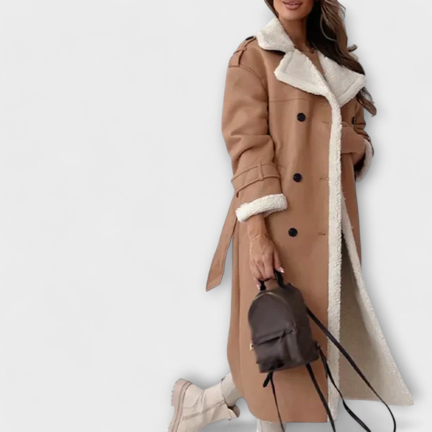 Aurora – Pikk klassikaline jakk fleece-voodriga ja teddykaelusega