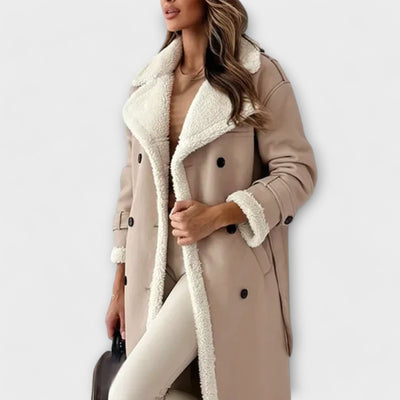 Aurora – Pikk klassikaline jakk fleece-voodriga ja teddykaelusega